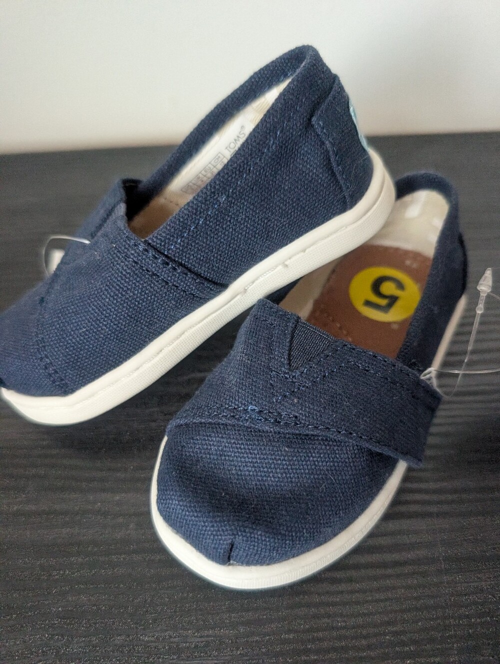 New TOMS Tiny Alpargata Navy Canvas Toddler Shoes Sz 5
